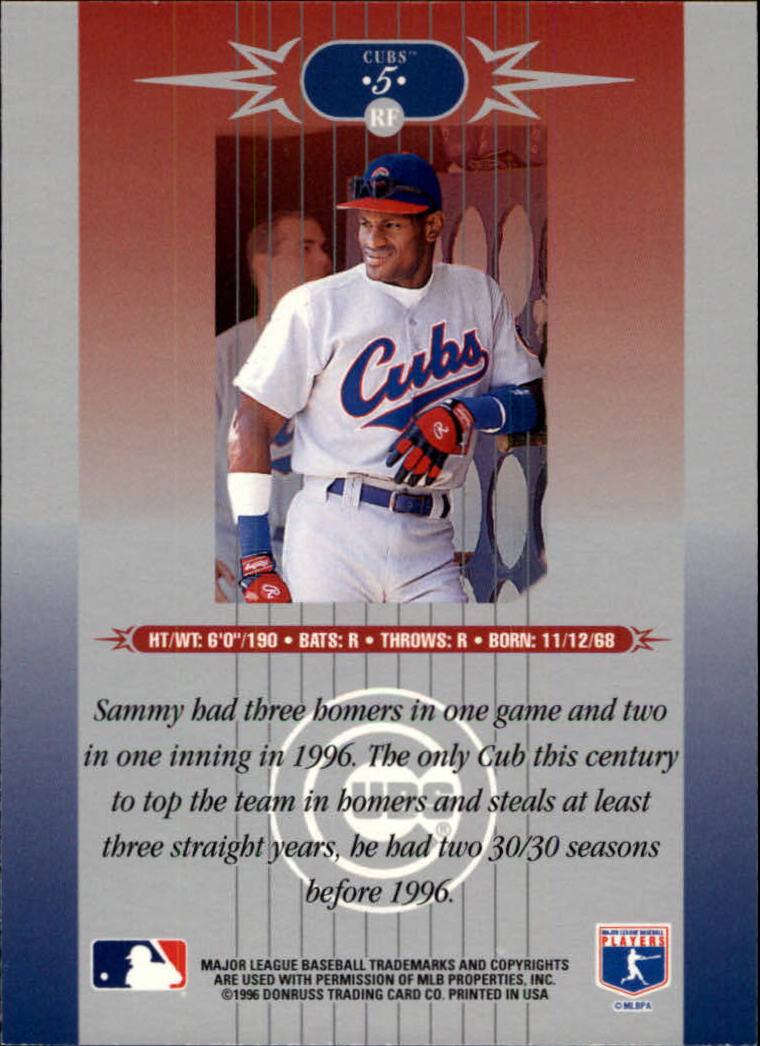 1996 Leaf Limited #5 Sammy Sosa back image