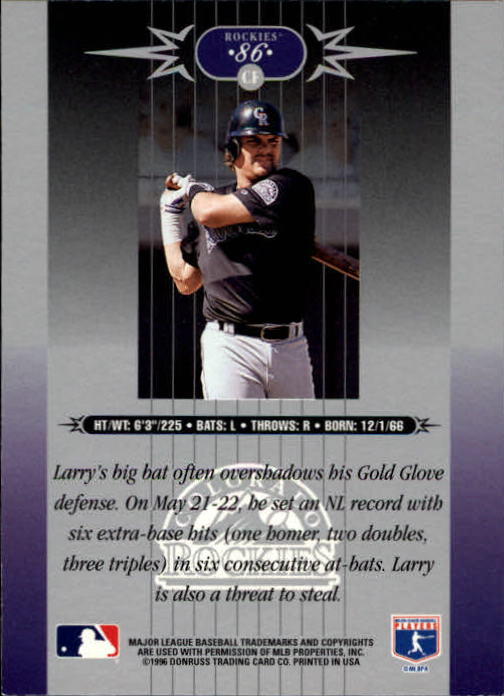 1996 Leaf Limited #86 Larry Walker back image