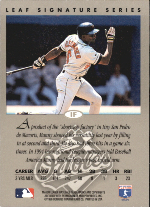 1996 Leaf Signature Autographs #4 Manny Alexander back image