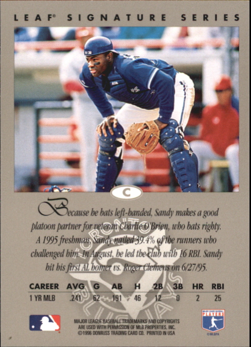 1996 Leaf Signature Autographs #147 Sandy Martinez back image