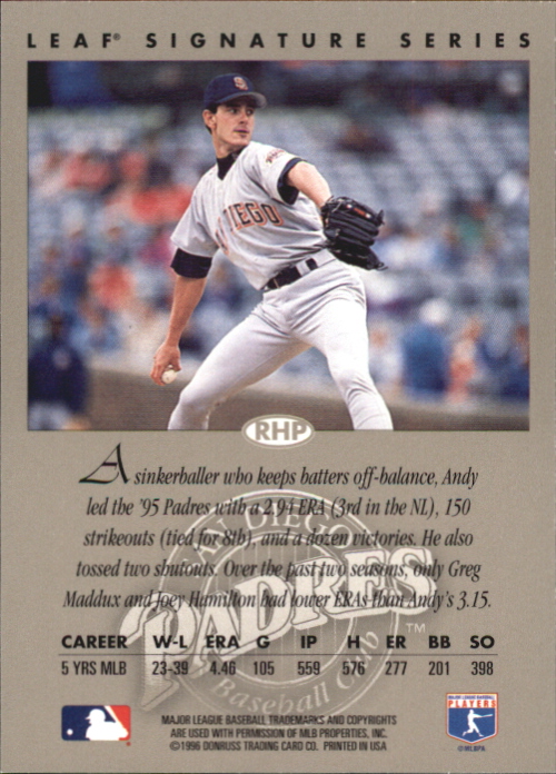 1996 Leaf Signature Autographs Silver #10 Andy Ashby back image