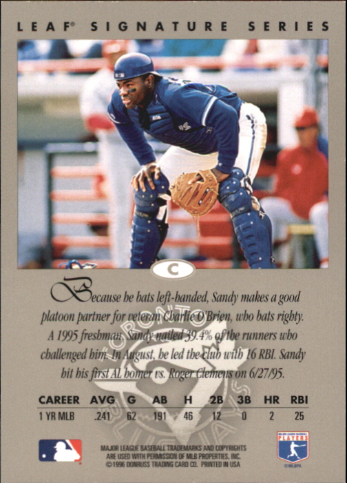 1996 Leaf Signature Autographs Silver #147 Sandy Martinez back image
