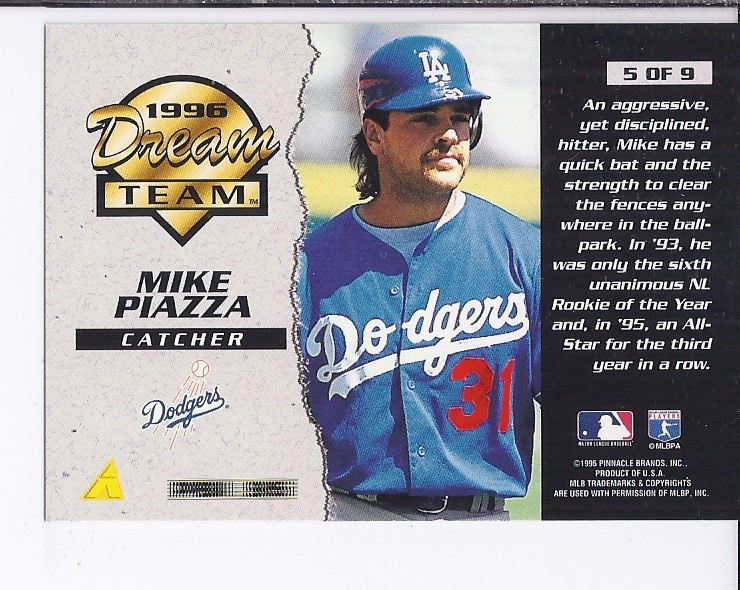 1996 Score Dream Team #5 Mike Piazza back image