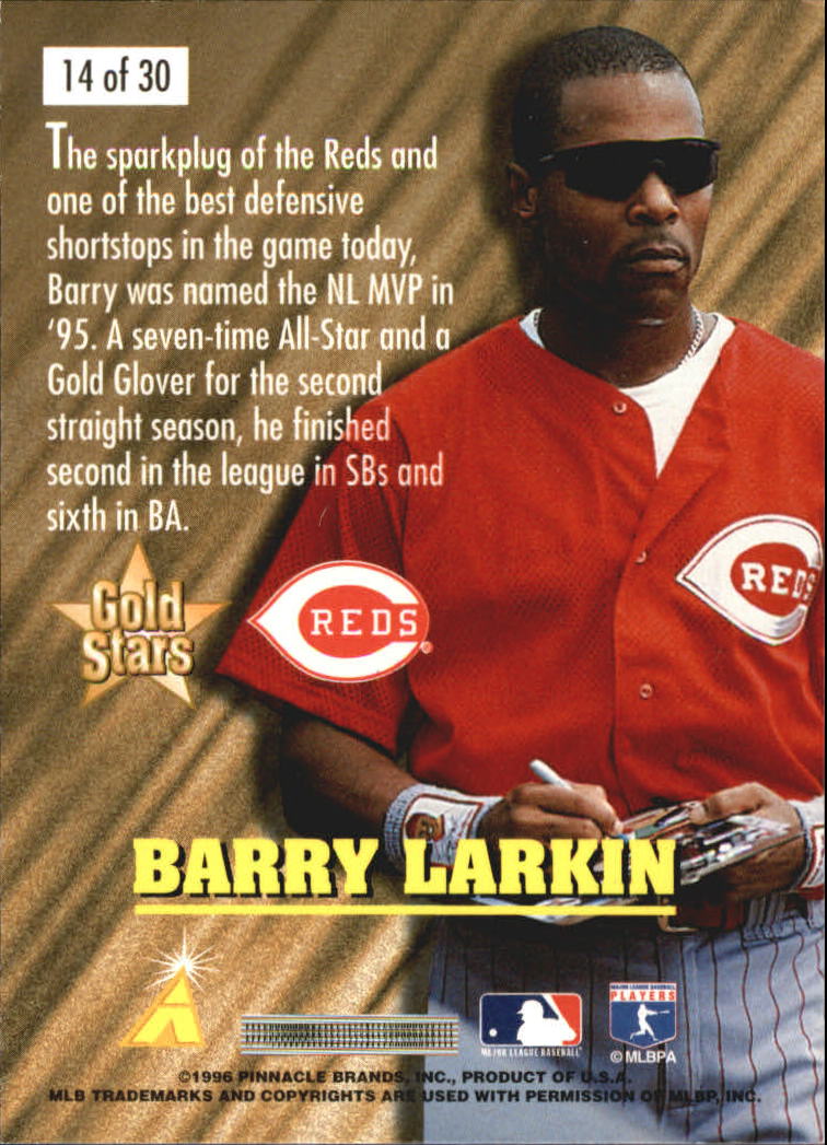 1996 Score Gold Stars #14 Barry Larkin back image
