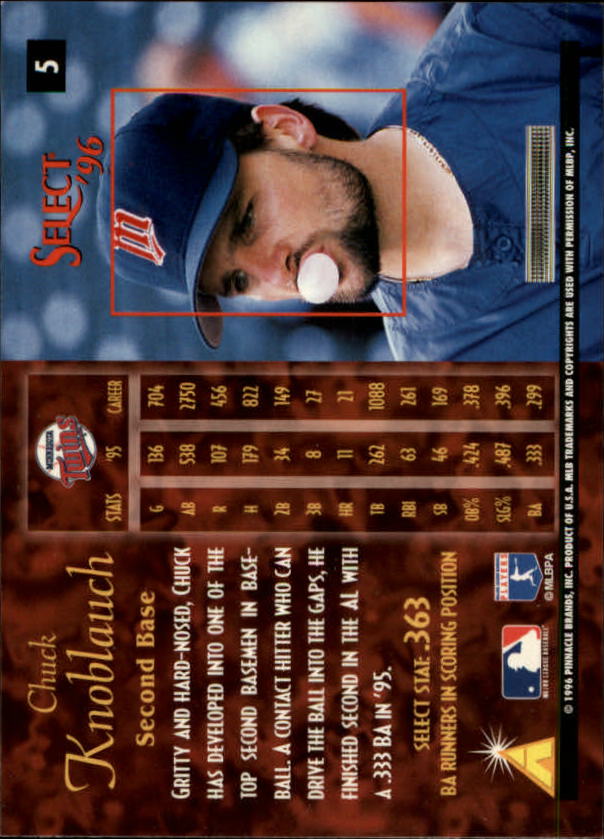 1996 Select (Pinnacle) Baseball "Main Set" Base Cards - Picture 7 of 277