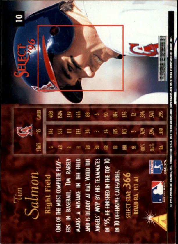 1996 Select (Pinnacle) Baseball "Main Set" Base Cards - Picture 17 of 277