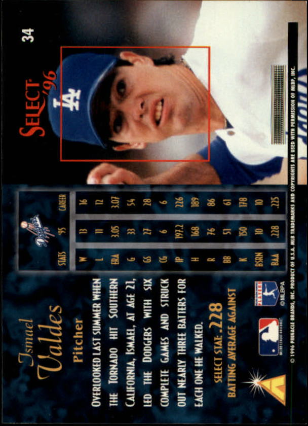 1996 Select (Pinnacle) Baseball "Main Set" Base Cards - Picture 53 of 277