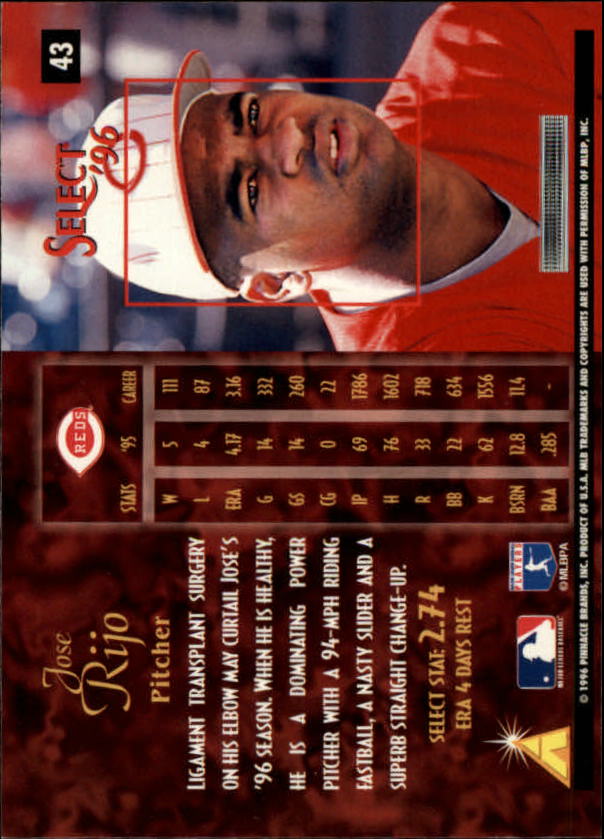 1996 Select (Pinnacle) Baseball "Main Set" Base Cards - Picture 67 of 277