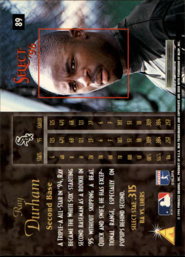 1996 Select #89 Ray Durham back image