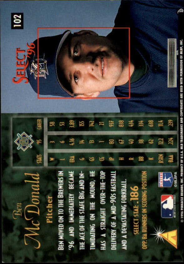 1996 Select (Pinnacle) Baseball "Main Set" Base Cards - Picture 147 of 277