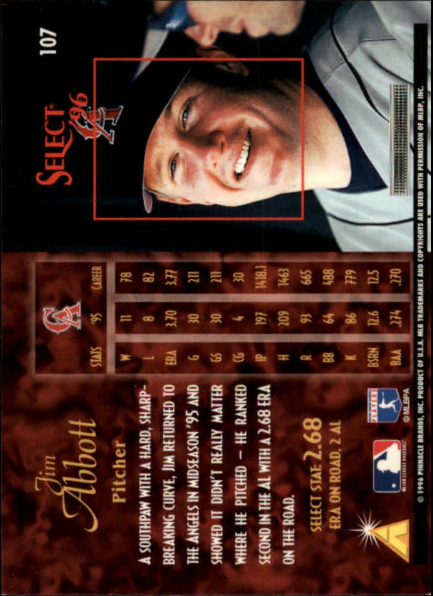 1996 Select (Pinnacle) Baseball "Main Set" Base Cards - Picture 153 of 277
