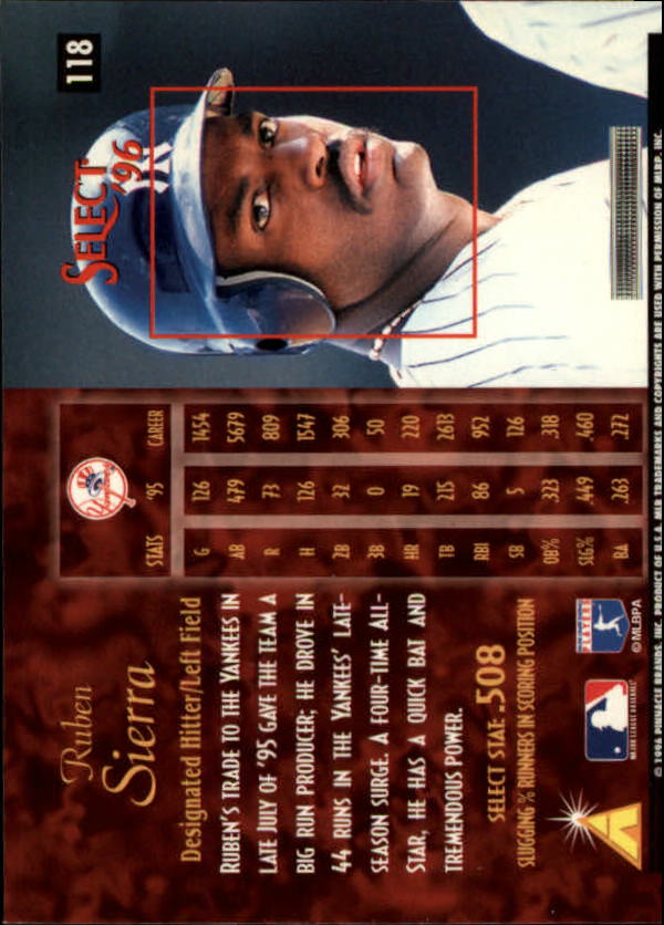 1996 Select (Pinnacle) Baseball "Main Set" Base Cards - Picture 167 of 277
