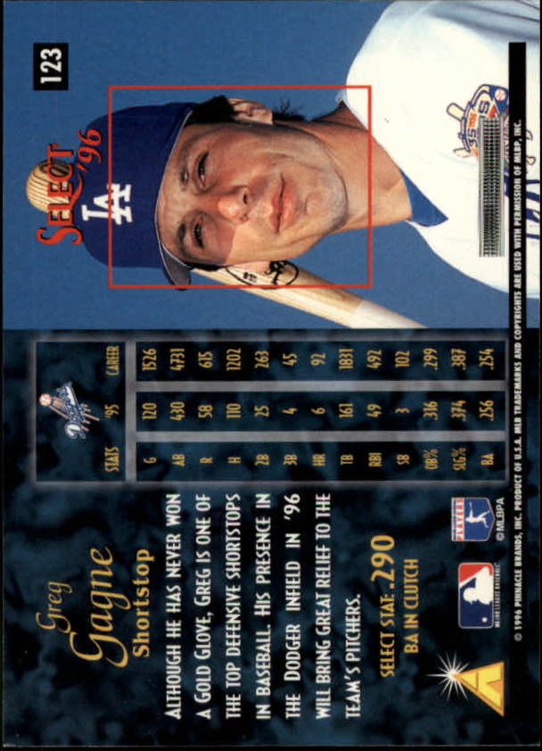 1996 Select (Pinnacle) Baseball "Main Set" Base Cards - Picture 175 of 277