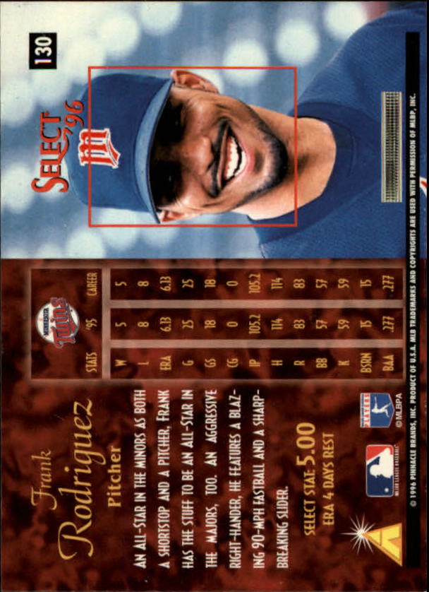 1996 Select (Pinnacle) Baseball "Main Set" Base Cards - Picture 181 of 277