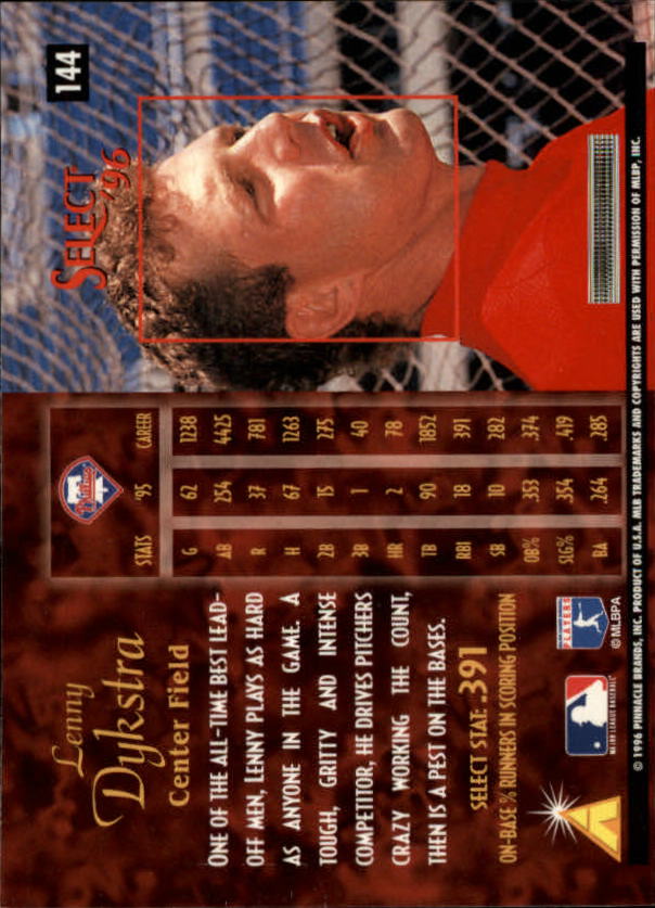 1996 Select (Pinnacle) Baseball "Main Set" Base Cards - Picture 197 of 277