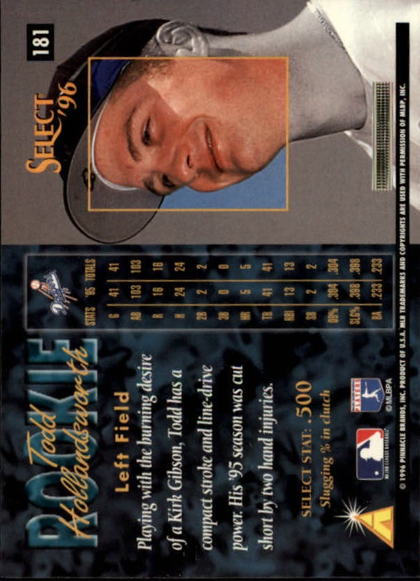 1996 Select (Pinnacle) Baseball "Main Set" Base Cards - Picture 249 of 277