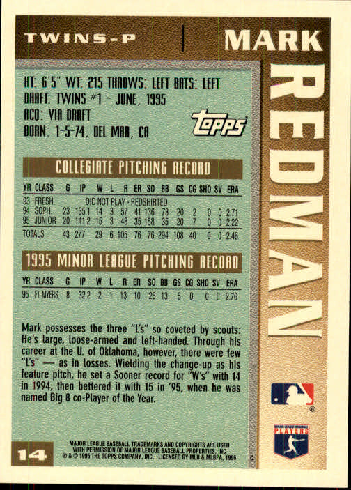 1996 Topps Baseball (Pick Card From List 1-250) C44 05-24 - Picture 25 of 485