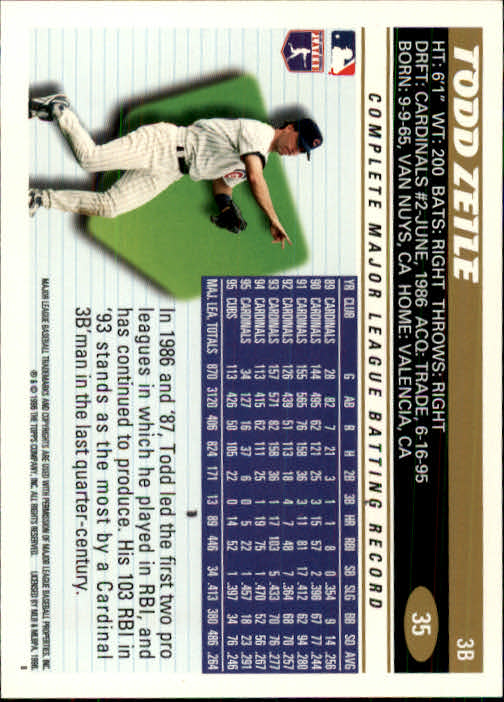 1996 Topps #35 Todd Zeile back image