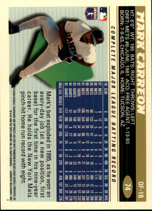 1996 Topps Baseball (Pick Card From List 1-250) C44 05-24 - Picture 143 of 485