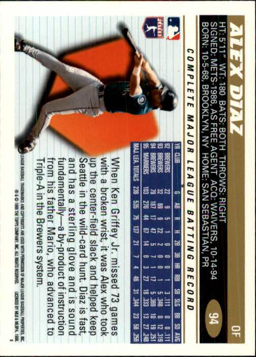 1996 Topps Baseball (Pick Card From List 1-250) C44 05-24 - Picture 183 of 485