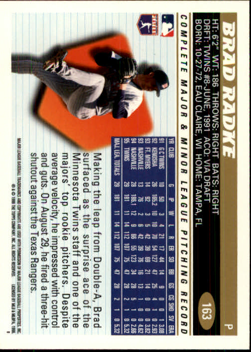 1996 Topps Baseball (Pick Card From List 1-250) C44 05-24 - Picture 319 of 485