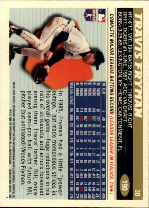 1996 Topps Baseball (Pick Card From List 1-250) C44 05-24 - Picture 371 of 485