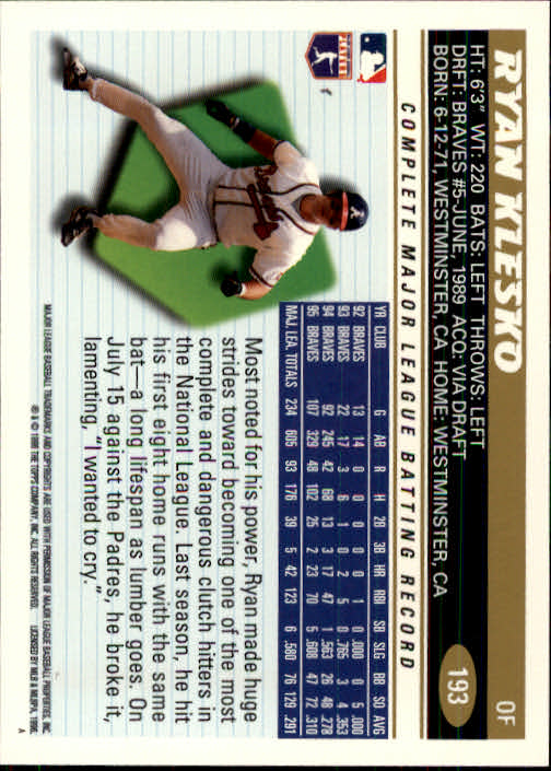 1996 Topps Baseball (Pick Card From List 1-250) C44 05-24 - Picture 377 of 485