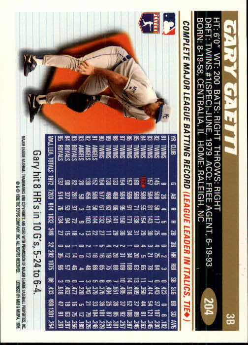 1996 Topps Baseball (Pick Card From List 1-250) C44 05-24 - Picture 399 of 485