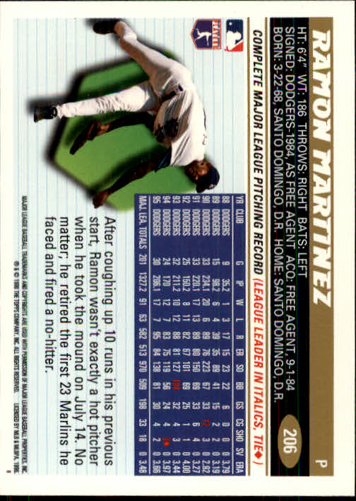 1996 Topps Baseball (Pick Card From List 1-250) C44 05-24 - Picture 401 of 485