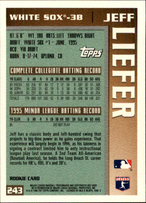 1996 Topps Baseball (Pick Card From List 1-250) C44 05-24 - Picture 471 of 485