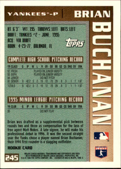 1996 Topps Baseball (Pick Card From List 1-250) C44 05-24 - Picture 475 of 485