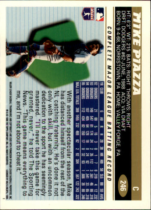 1996 Topps #246 Mike Piazza back image