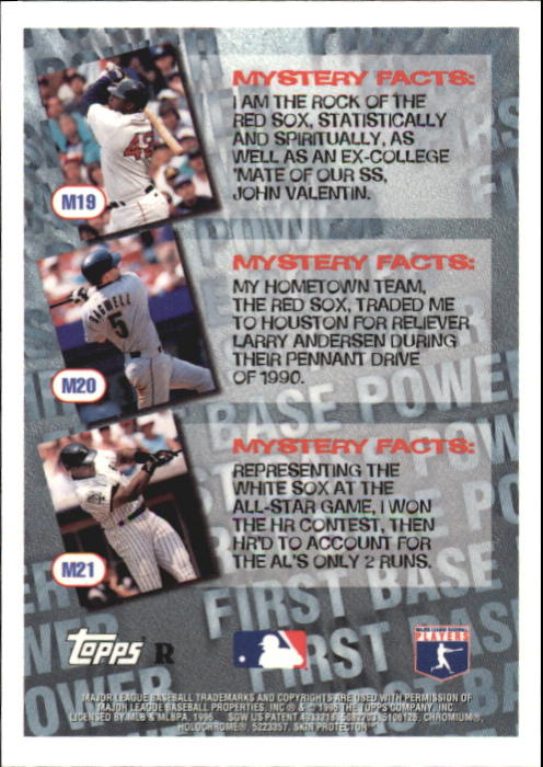 1996 Topps Mystery Finest Refractors #M20 Jeff Bagwell back image