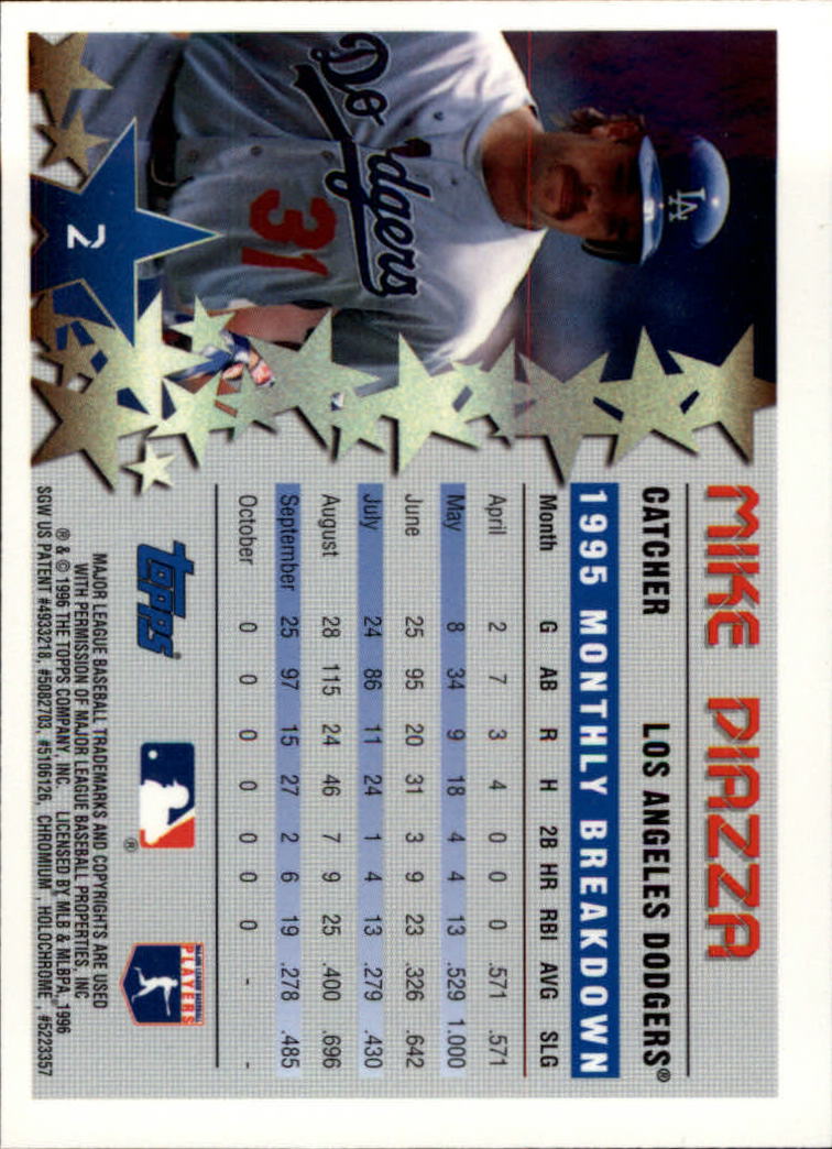 1996 Topps Chrome #2 Mike Piazza STP back image