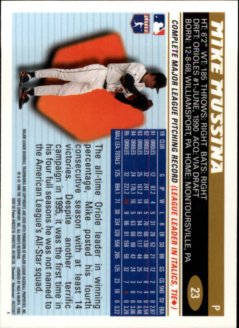 1996 Topps Chrome #23 Mike Mussina back image