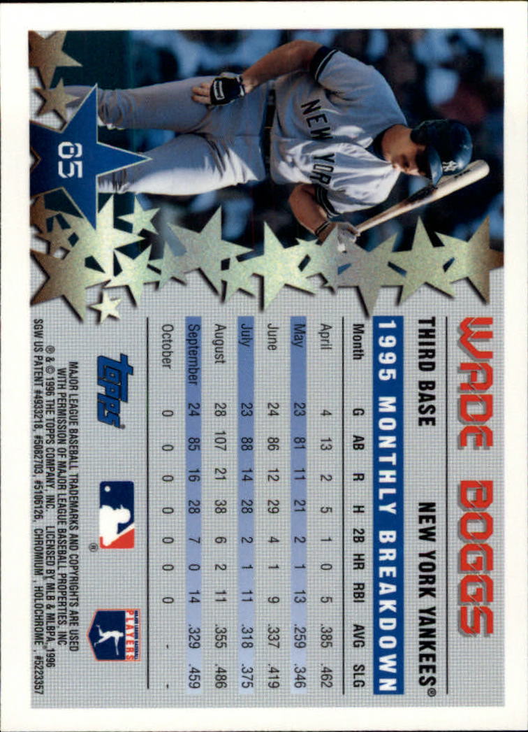 1996 Topps Chrome #85 Wade Boggs STP back image