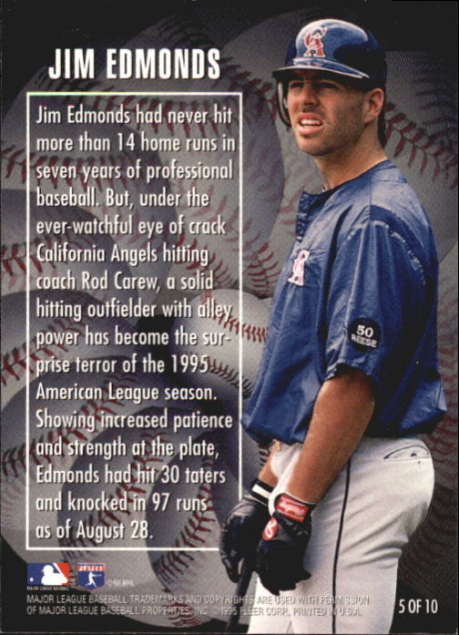1996 Ultra RBI Kings Gold Medallion #5 Jim Edmonds back image