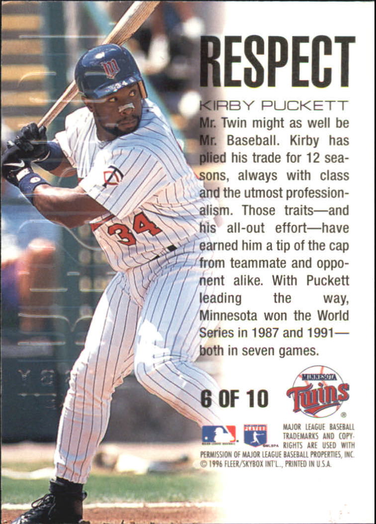 1996 Ultra Respect #6 Kirby Puckett back image