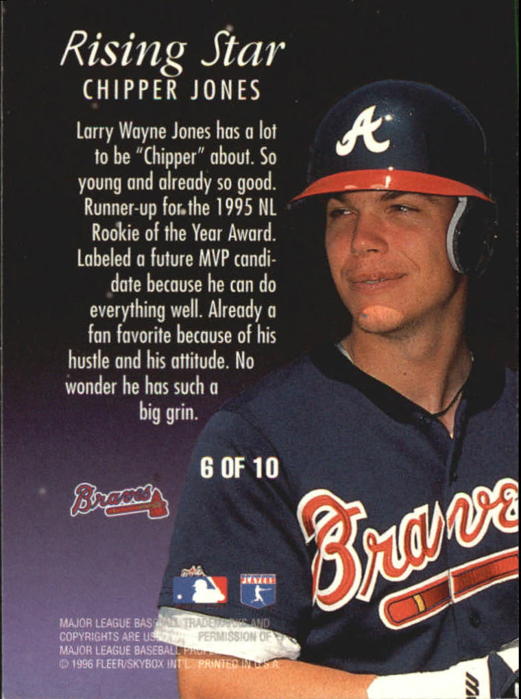 1996 Ultra Rising Stars #6 Chipper Jones back image