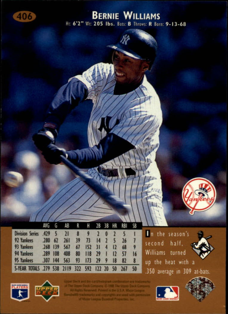 1996 Upper Deck #406 Bernie Williams back image