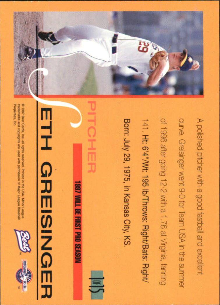 1997 Best All-Stars #1 Seth Greisinger back image