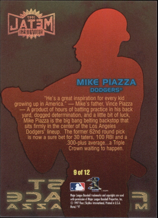 1997 Metal Universe Blast Furnace #9 Mike Piazza back image