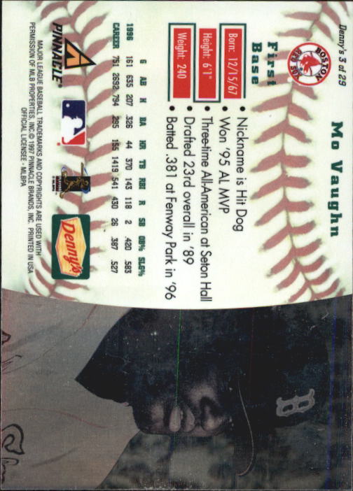 1997 Pinnacle Baseball Denny's Holograms Insert Singles - You Choose - Picture 7 of 52
