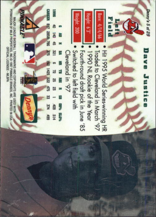 1997 Pinnacle Baseball Denny's Holograms Insert Singles - You Choose - Picture 10 of 52