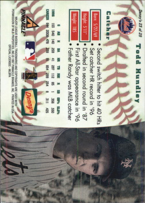 1997 Pinnacle Baseball Denny's Holograms Insert Singles - You Choose - Picture 41 of 52