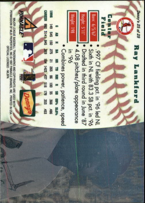 1997 Pinnacle Baseball Denny's Holograms Insert Singles - You Choose - Picture 45 of 52