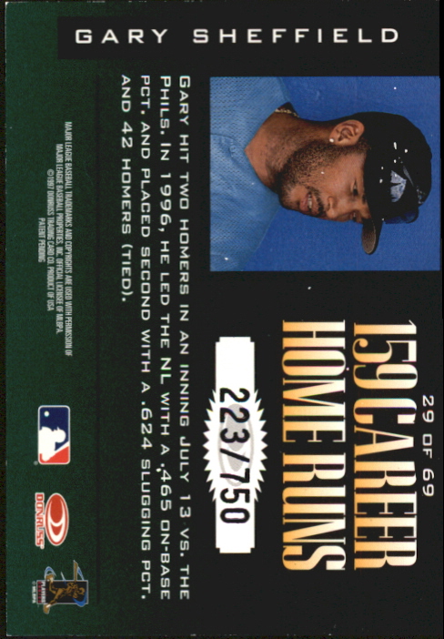 1997 Donruss Limited Fabric of the Game #29 Gary Sheffield S back image