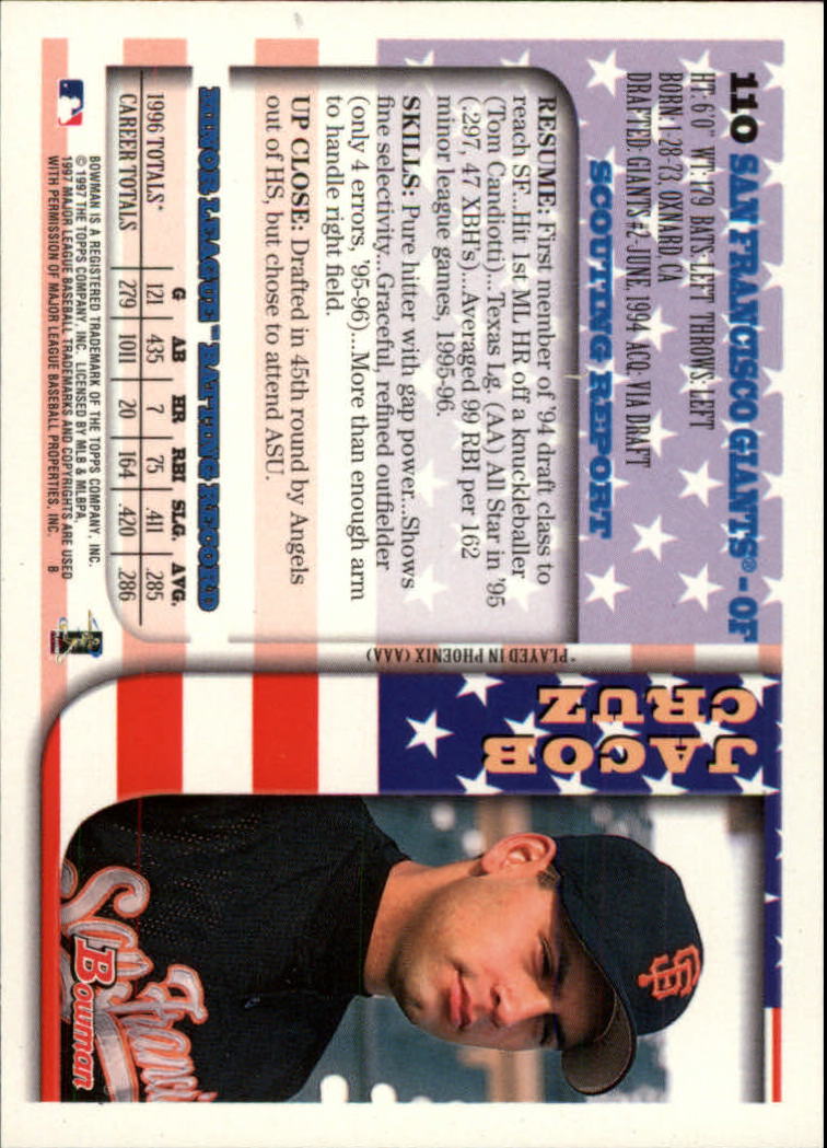 1997 Bowman International #110 Jacob Cruz back image