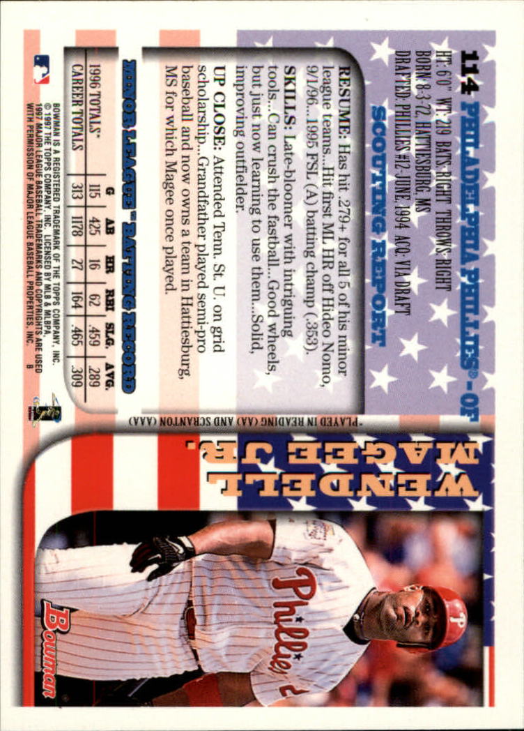 1997 Bowman International #114 Wendell Magee back image