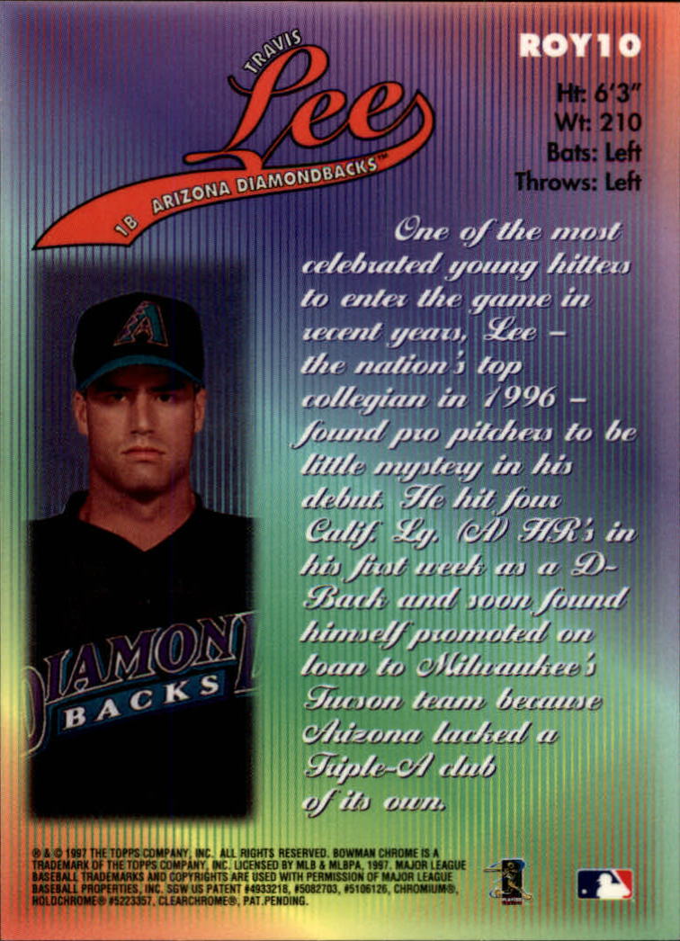 1997 Bowman 1998 ROY Favorites #ROY10 Travis Lee back image